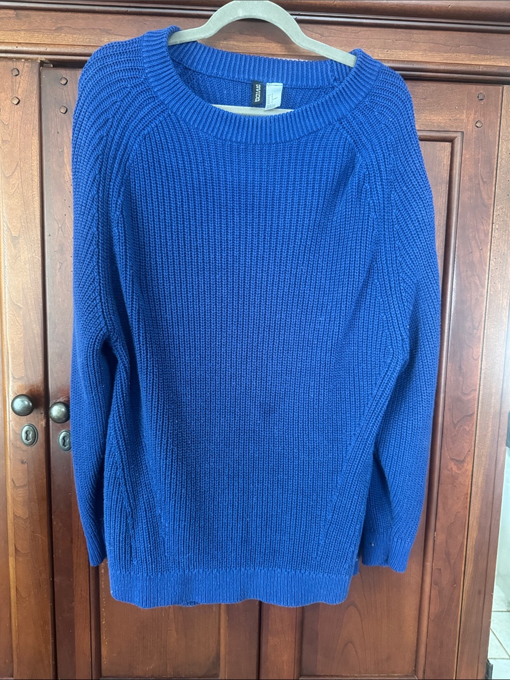 Oversized H&M Women's Royal Blue Crewneck Knit Sweater
